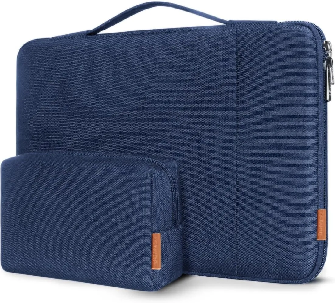 DOMISO 14 inch Laptop Sleeve Case Water Resistant Shockproof Protective Computer Bag for 14" Notebook/15 MacBook Pro/HP Stream/ThinkPad Yoga/Dell/Asus with Accesory Bag,Navy