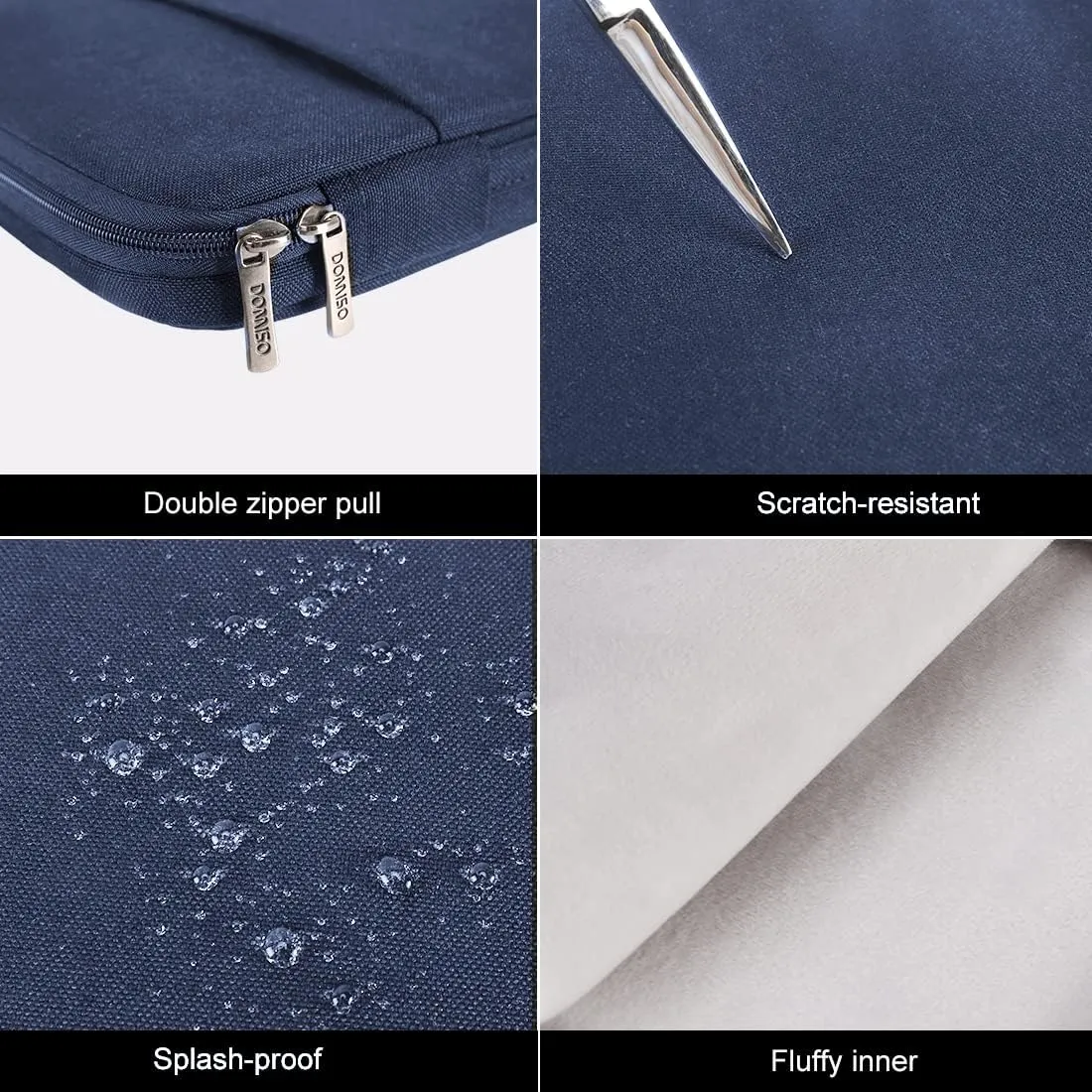 DOMISO 14 inch Laptop Sleeve Case Water Resistant Shockproof Protective Computer Bag for 14" Notebook/15 MacBook Pro/HP Stream/ThinkPad Yoga/Dell/Asus with Accesory Bag,Navy