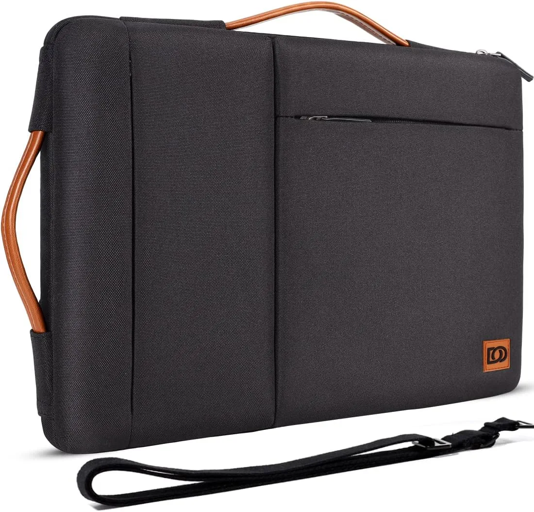 DOMISO 14 Inch Laptop Sleeve Shoulder Bag Case Pouch for 14" Lenovo Chromebook S330 / ThinkPad A475 A485 E485 T480s / HP ProBook 640 645 G4 / Dell Inspiron 5480 5481 5482 5490 Chromebook 14, Black