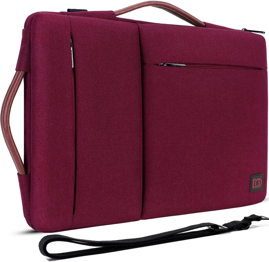 DOMISO 14 Inch Laptop Sleeve Shoulder Bag Case Pouch for 14" Lenovo Chromebook S330 / ThinkPad A475 A485 E485 T480s / HP ProBook 640 645 G4 / Dell Inspiron 5480 5481 5482 5490 Chromebook 14, Fuchsia