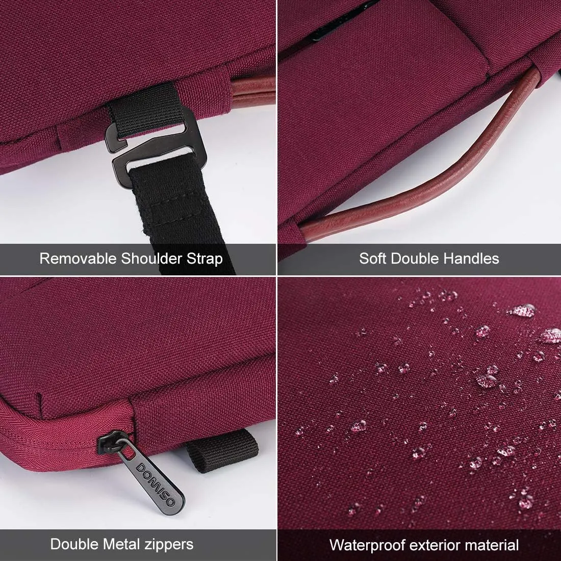 DOMISO 14 Inch Laptop Sleeve Shoulder Bag Case Pouch for 14" Lenovo Chromebook S330 / ThinkPad A475 A485 E485 T480s / HP ProBook 640 645 G4 / Dell Inspiron 5480 5481 5482 5490 Chromebook 14, Fuchsia
