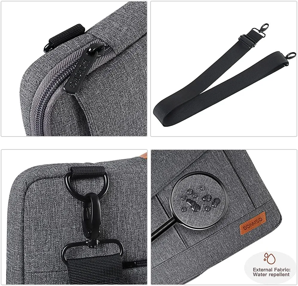 DOMISO 15-15.6 Inch Laptop Sleeve Bag Water Resistant Briefcase Messenger Shoulder Bag for ThinkPad L580/16 MacBook Pro/IdeaPad 320/Dell XPS 15/HP Envy x360/ASUS ROG Zephyrus/Acer Chromebook,Grey