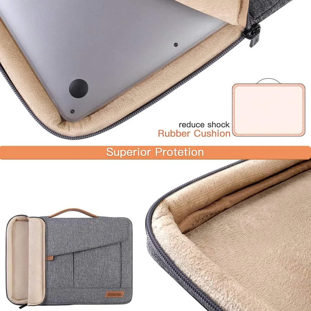 DOMISO 15-15.6 Inch Laptop Sleeve Bag Water Resistant Briefcase Messenger Shoulder Bag for ThinkPad L580/16 MacBook Pro/IdeaPad 320/Dell XPS 15/HP Envy x360/ASUS ROG Zephyrus/Acer Chromebook,Grey
