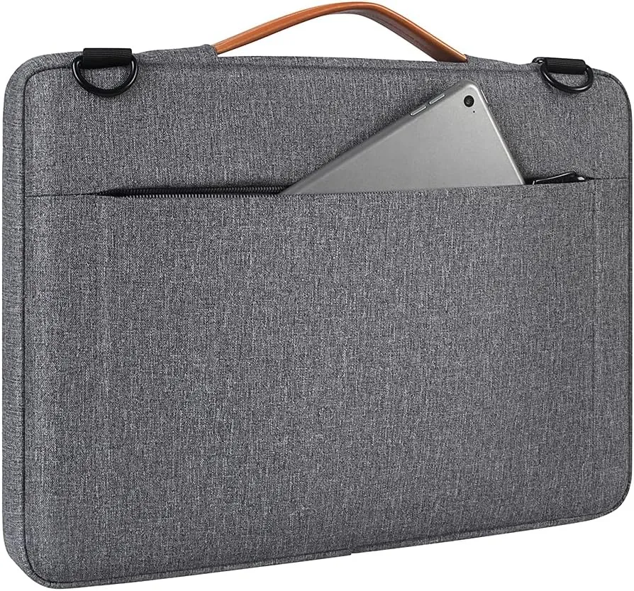 DOMISO 15-15.6 Inch Laptop Sleeve Bag Water Resistant Briefcase Messenger Shoulder Bag for ThinkPad L580/16 MacBook Pro/IdeaPad 320/Dell XPS 15/HP Envy x360/ASUS ROG Zephyrus/Acer Chromebook,Grey