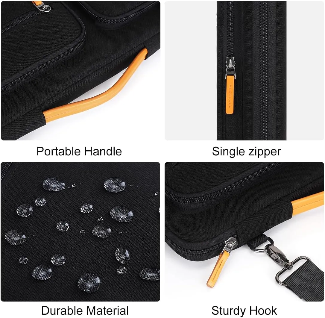 DOMISO 15.6 inch Laptop Sleeve Case Water-Resistant Computer Cover Bag with Detachable Shoulder Straps and Extendable Handle for HP, Dell, Black