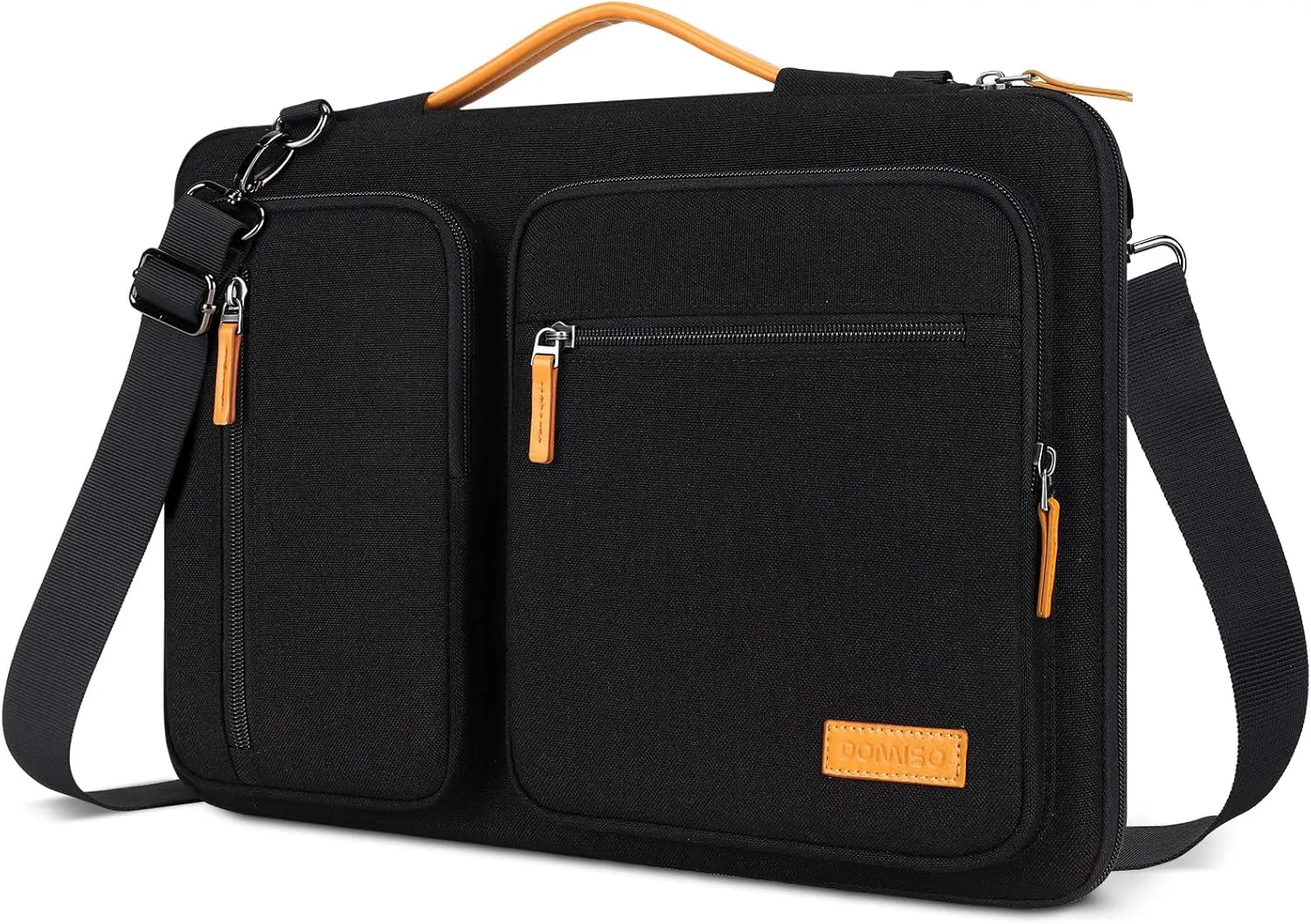 DOMISO 15.6 inch Laptop Sleeve Case Water-Resistant Computer Cover Bag with Detachable Shoulder Straps and Extendable Handle for HP, Dell, Black