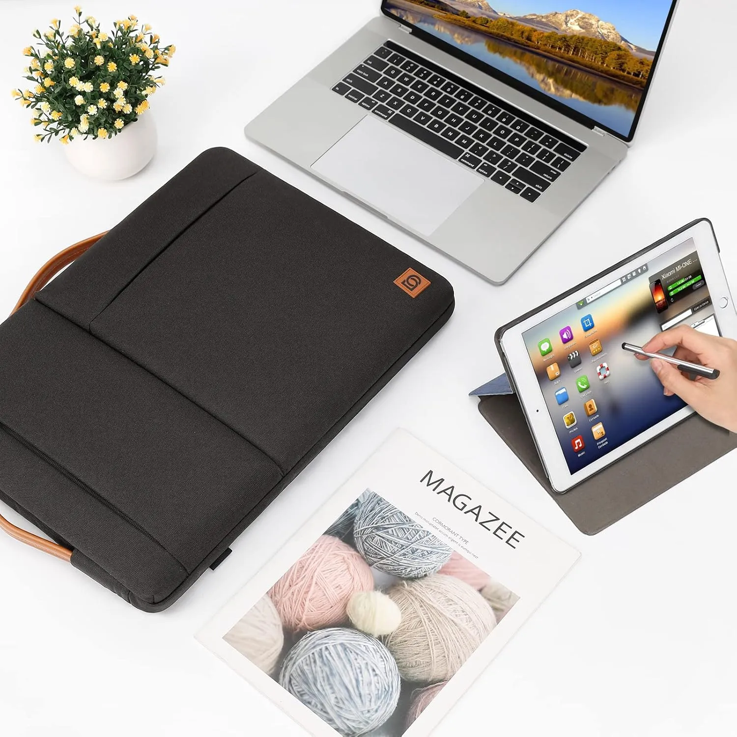 DOMISO 15.6 Inch Laptop Sleeve Shoulder Bag Pouch for 15.6" Yoga 720 IdeaPad 310 320 ThinkPad L580 T570 T580/ Flex 4 5/ Dell New Latitude 3590, ZenBook EliteBook,Black