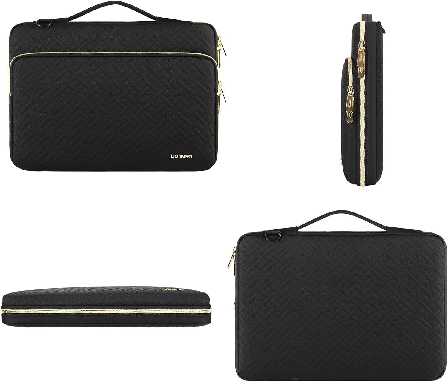 DOMISO 17.3 inch Laptop Sleeve Case Water-Resistant Computer Cover Bag with Detachable Shoulder Straps and Extendable Handle for HP, Dell, Asus Notebook,Black