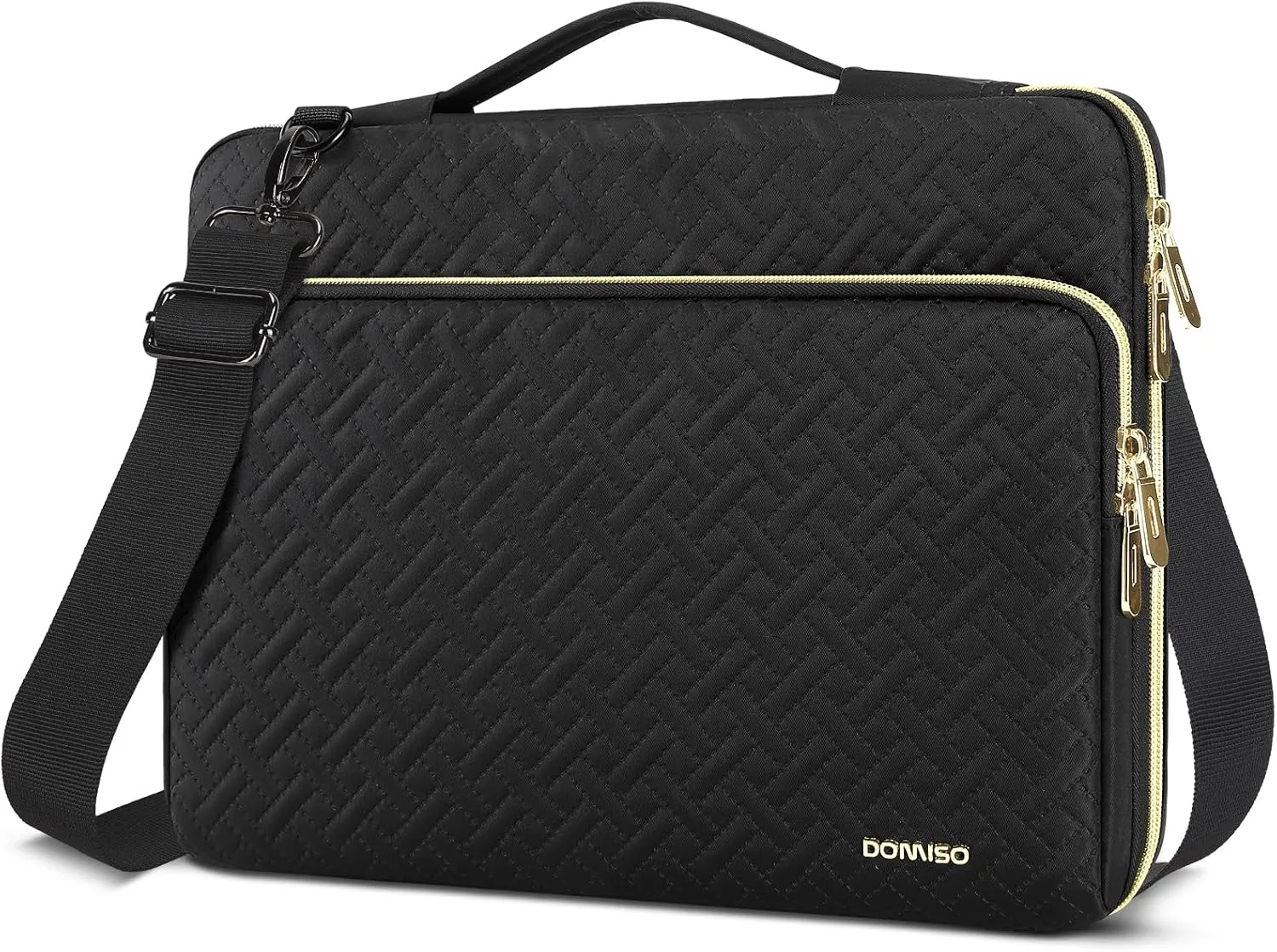 DOMISO 17.3 inch Laptop Sleeve Case Water-Resistant Computer Cover Bag with Detachable Shoulder Straps and Extendable Handle for HP, Dell, Asus Notebook,Black