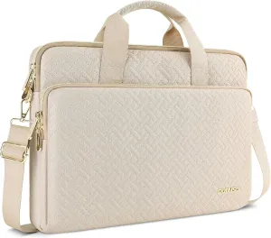 DOMISO 17.3 inch Laptop Sleeve Case Water-Resistant Computer Cover Bag with Detachable Shoulder Straps for HP, Dell Notebook,Beige