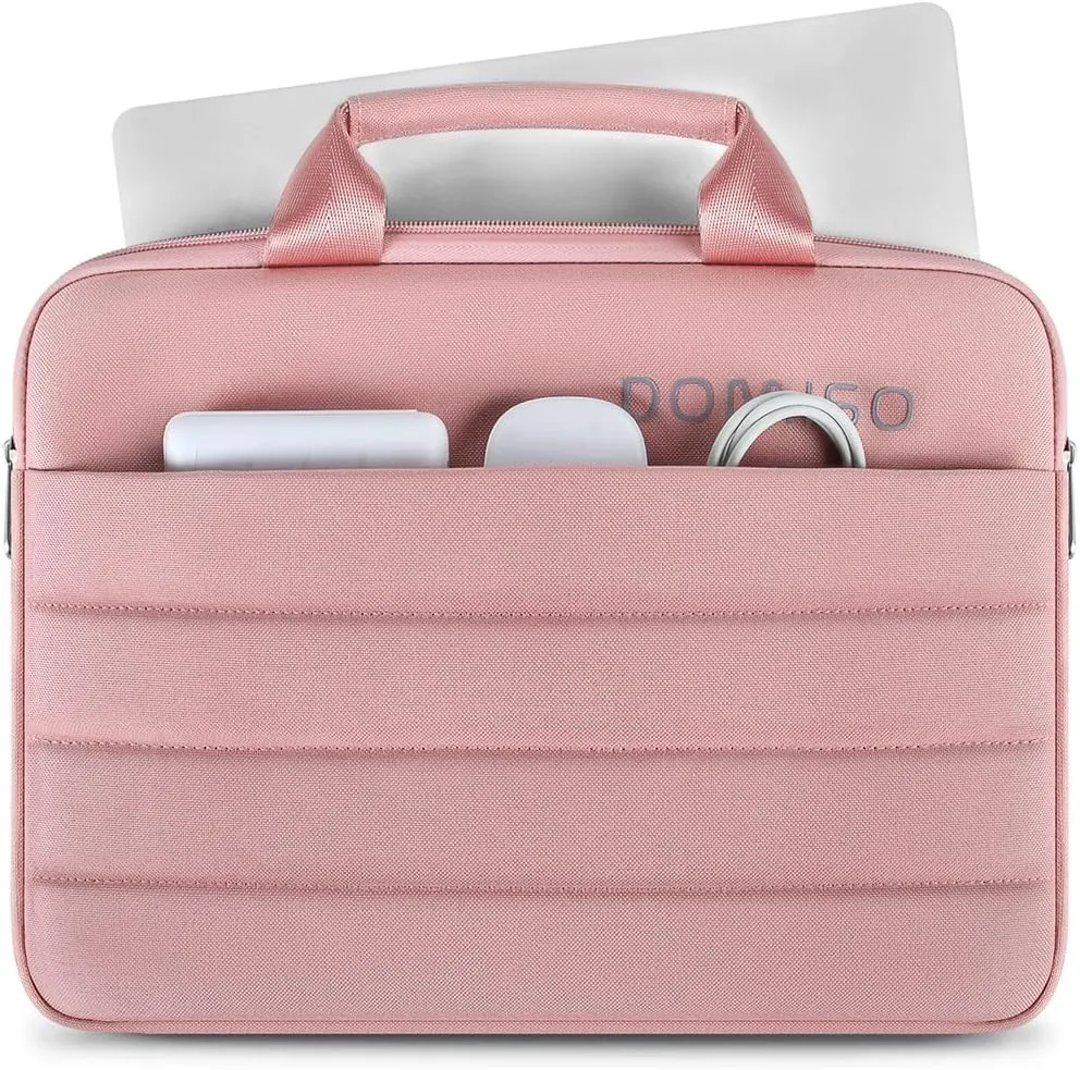 DOMISO 360° Protective 14 Inch Laptop Sleeve Case for Chromebook 14 / HP Stream 14 / Dell Inspiron 14 / Acer Spin 3 Water Resistant Carrying MacBook Case,Pink
