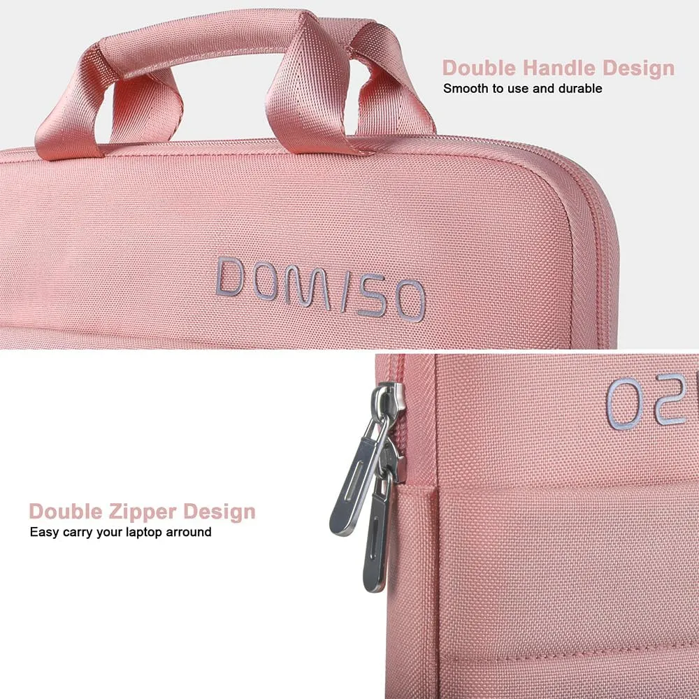 DOMISO 360° Protective 14 Inch Laptop Sleeve Case for Chromebook 14 / HP Stream 14 / Dell Inspiron 14 / Acer Spin 3 Water Resistant Carrying MacBook Case,Pink