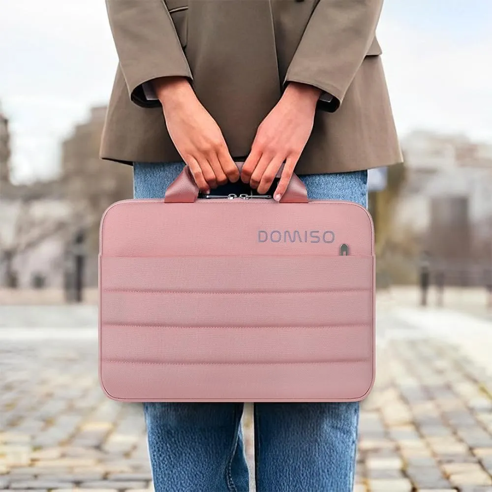 DOMISO 360° Protective 14 Inch Laptop Sleeve Case for Chromebook 14 / HP Stream 14 / Dell Inspiron 14 / Acer Spin 3 Water Resistant Carrying MacBook Case,Pink