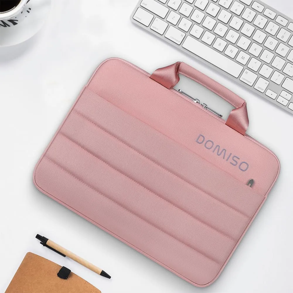 DOMISO 360° Protective 14 Inch Laptop Sleeve Case for Chromebook 14 / HP Stream 14 / Dell Inspiron 14 / Acer Spin 3 Water Resistant Carrying MacBook Case,Pink