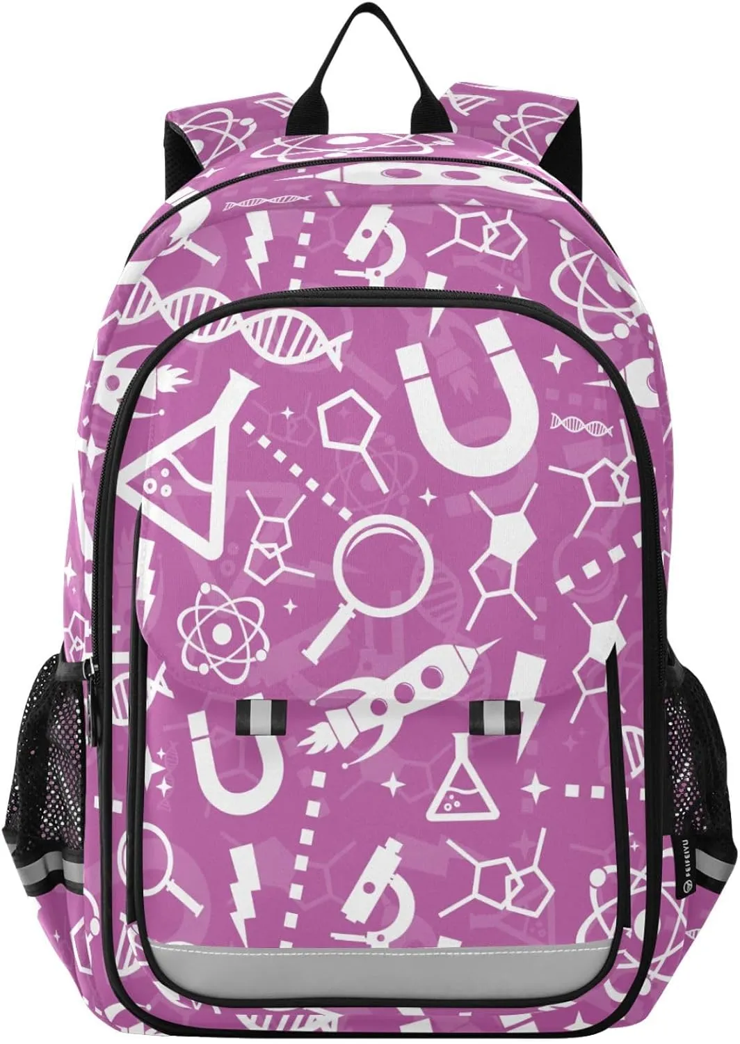 Doodle Chemical Symbol Rockets Backpack for Boys Girls Elementary School Bag Kids Bookbag Travel Rucksack With Reflective Stripes