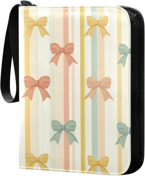 Doodle Colorful Bow Card Holder, Card Holder Album with 400 Card Slots in 50 Pages for Display, Storage, Portability