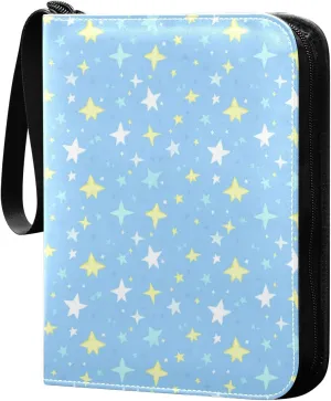Doodle Colorful Stars Card Holder, Card Holder Album with 400 Card Slots in 50 Pages for Display, Storage, Portability