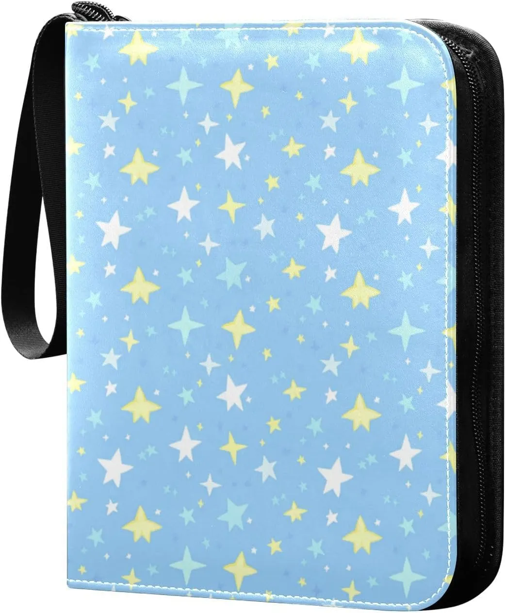 Doodle Colorful Stars Card Holder, Card Holder Album with 400 Card Slots in 50 Pages for Display, Storage, Portability