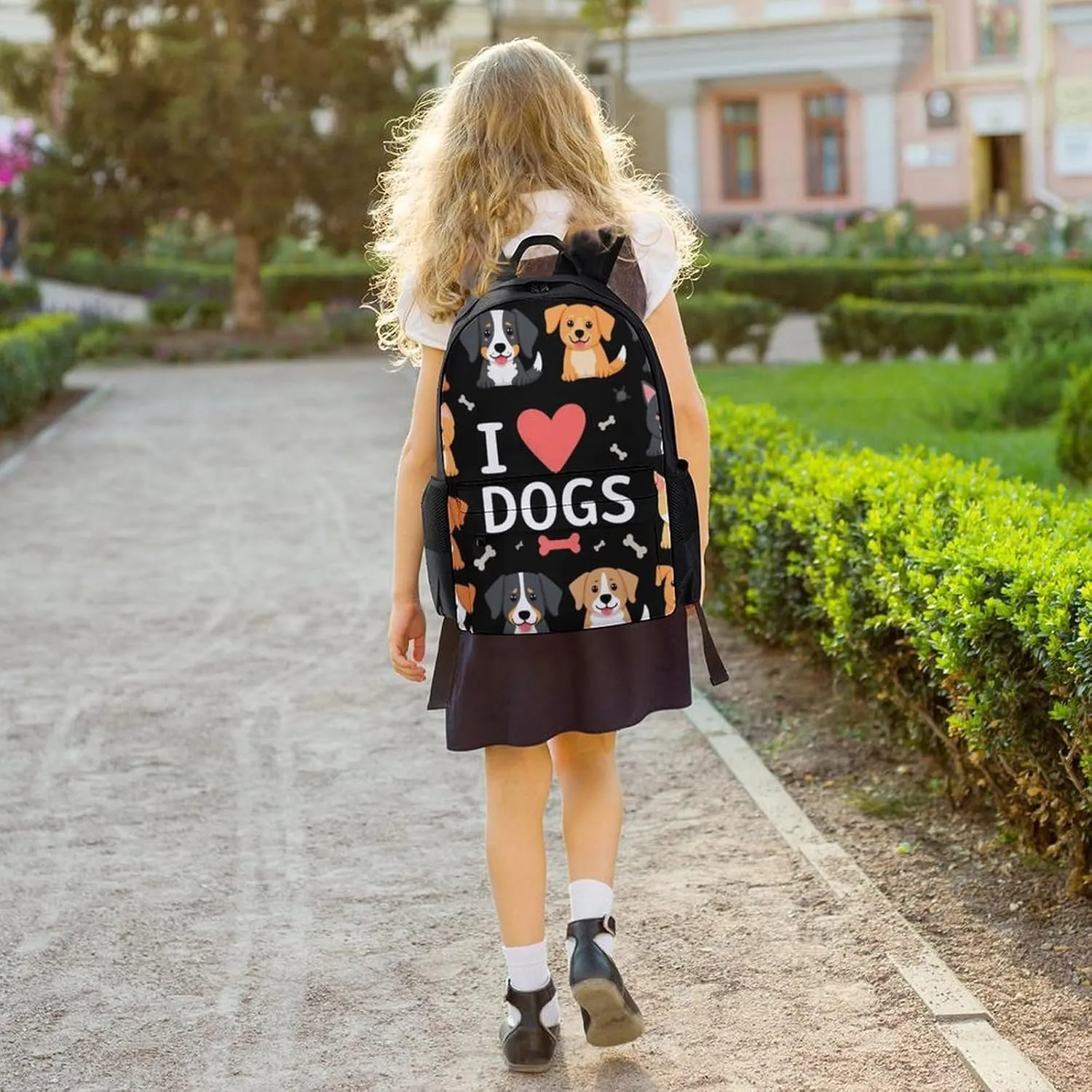 Doodle Pets Dog Black Rucksacks Lightweight Multipurpose Anti-Theft Shoulder Bag Big Capacity Traveling & Camping Backpack With Side Pockets