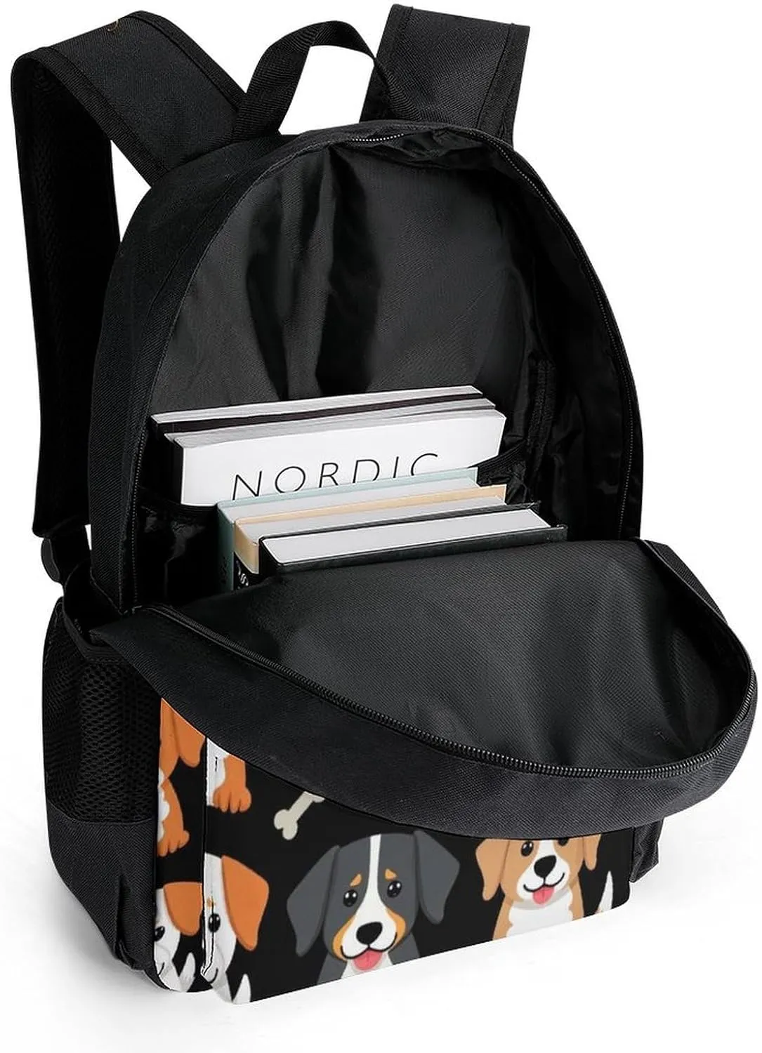 Doodle Pets Dog Black Rucksacks Lightweight Multipurpose Anti-Theft Shoulder Bag Big Capacity Traveling & Camping Backpack With Side Pockets