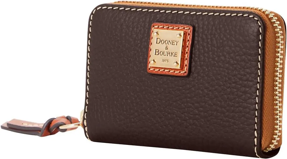 Dooney & Bourke Wallet, Pebble Grain Large Zip Around Credit Card Case Wallet - Brown