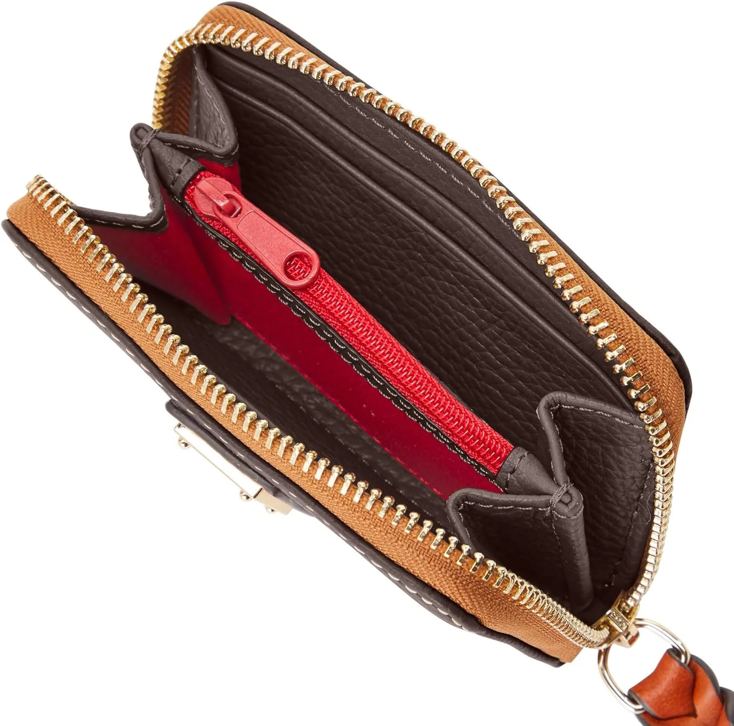 Dooney & Bourke Wallet, Pebble Grain Large Zip Around Credit Card Case Wallet - Brown