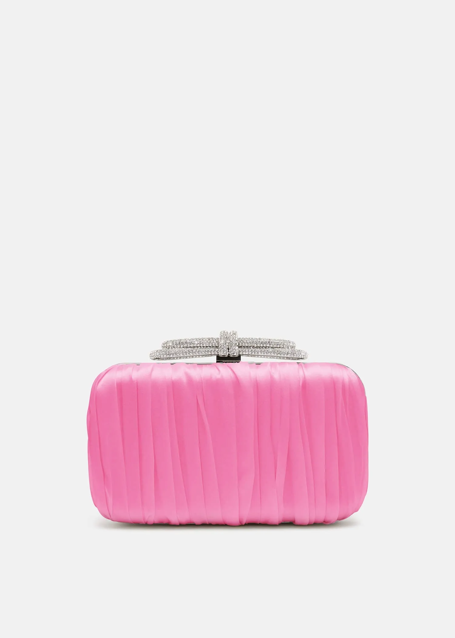Double Bow Satin Clutch