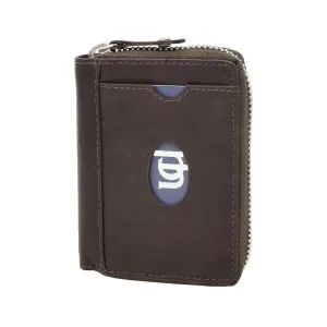 DR410 Men's Leather Credit Card Small Wallet Brown