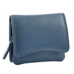 DR412 Women's Small Trifold Leather Purse Navy