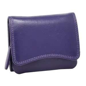 DR412 Women's Small Trifold Leather Purse Purple