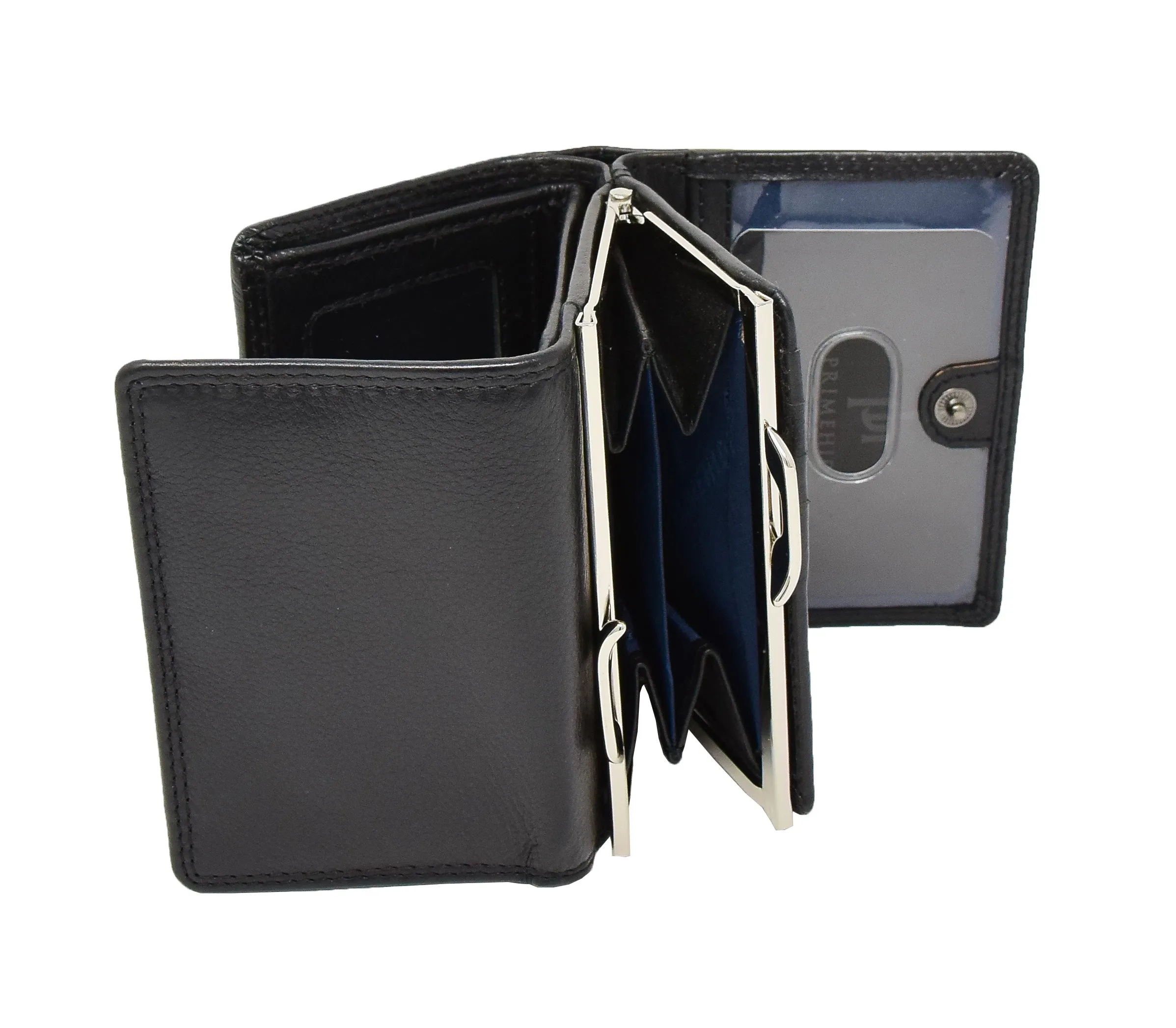 DR413 Women's Metal Frame Leather Purse Black