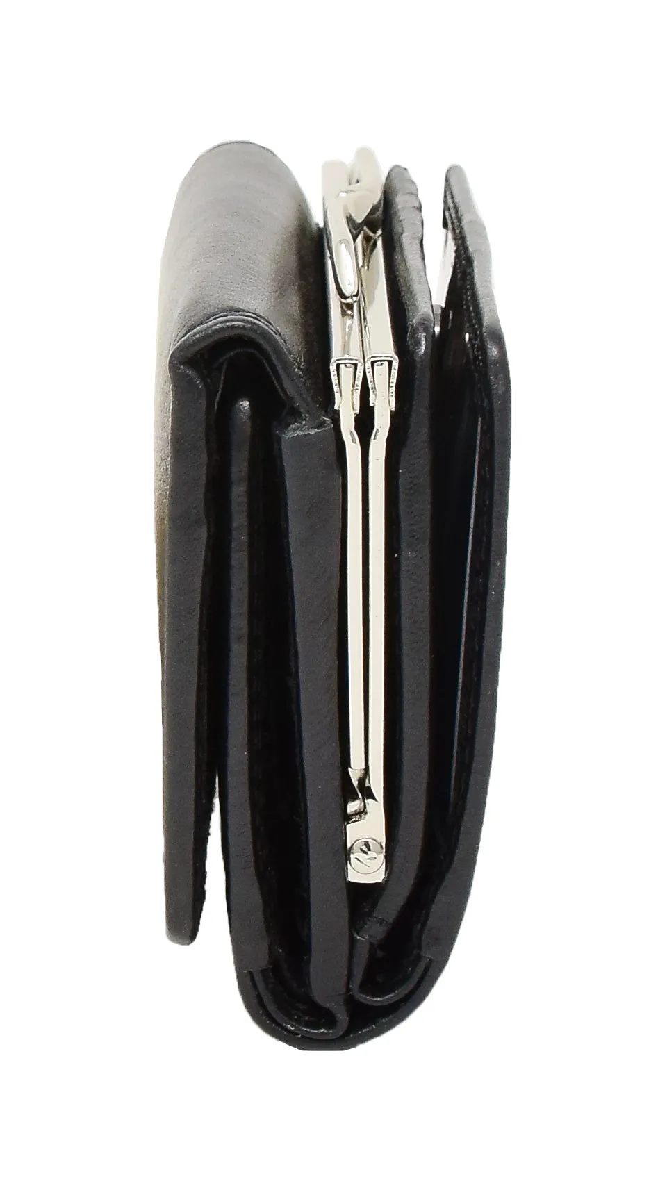 DR413 Women's Metal Frame Leather Purse Black