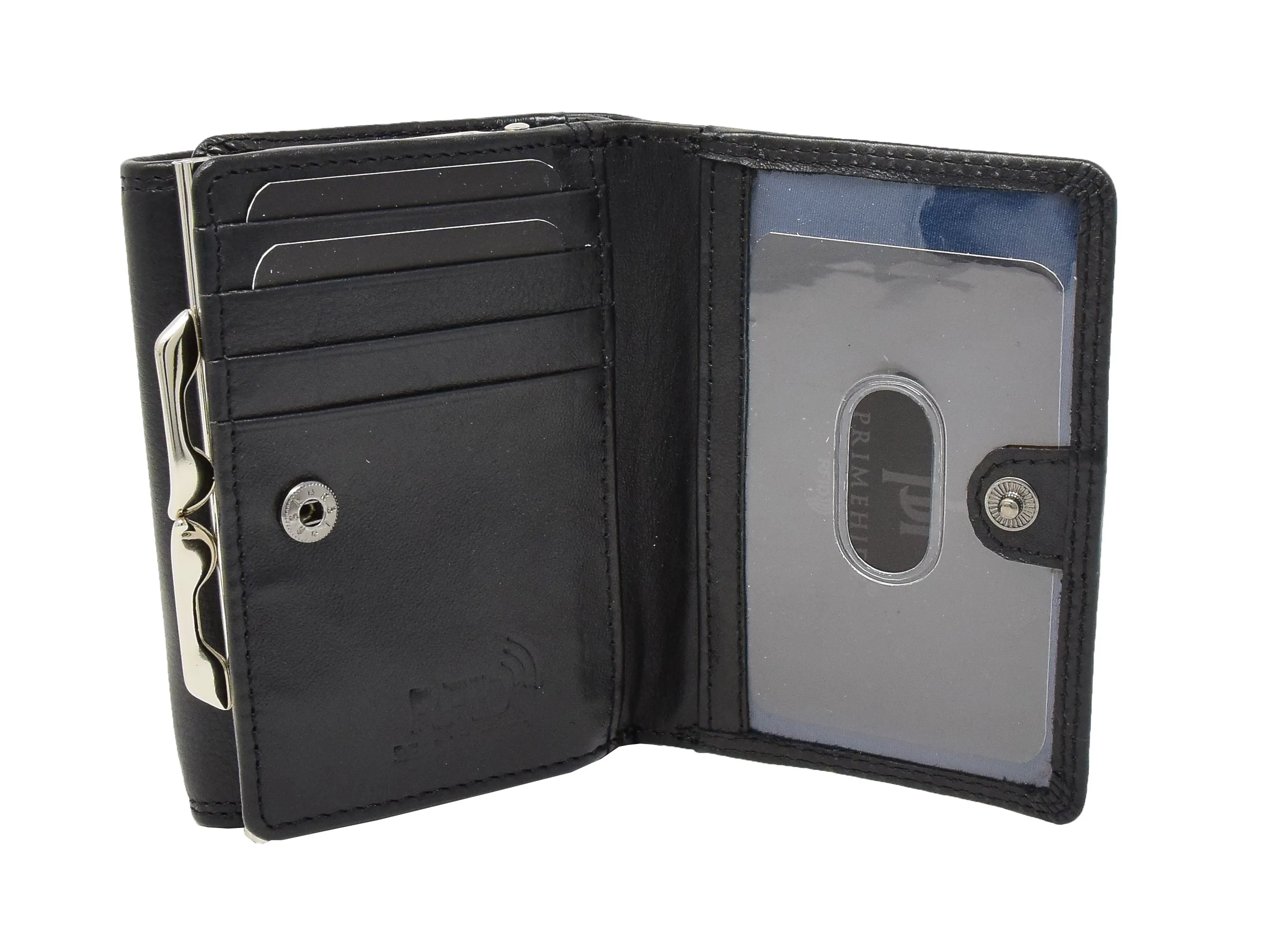 DR413 Women's Metal Frame Leather Purse Black