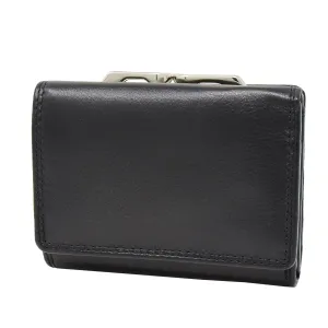 DR413 Women's Metal Frame Leather Purse Black