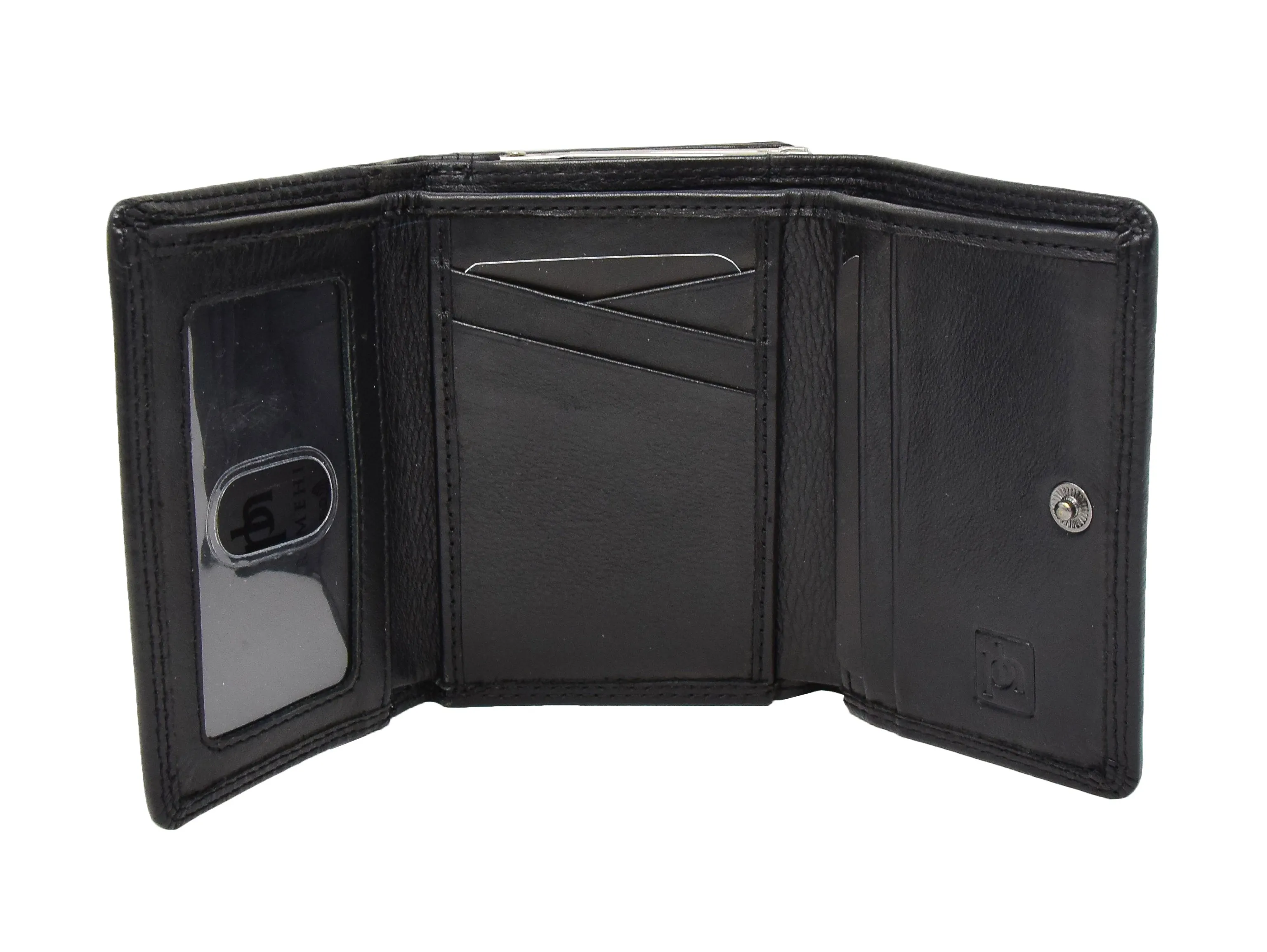 DR413 Women's Metal Frame Leather Purse Black