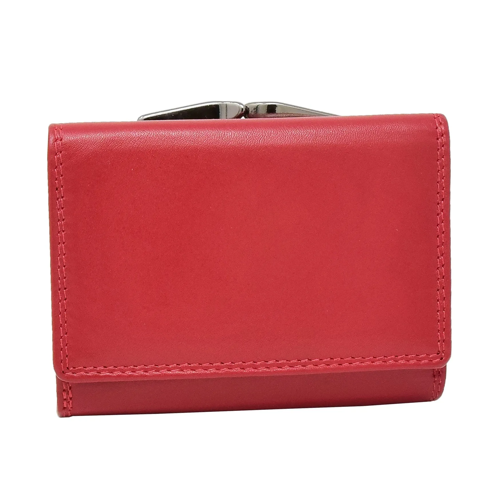 DR413 Women's Metal Frame Leather Purse Red