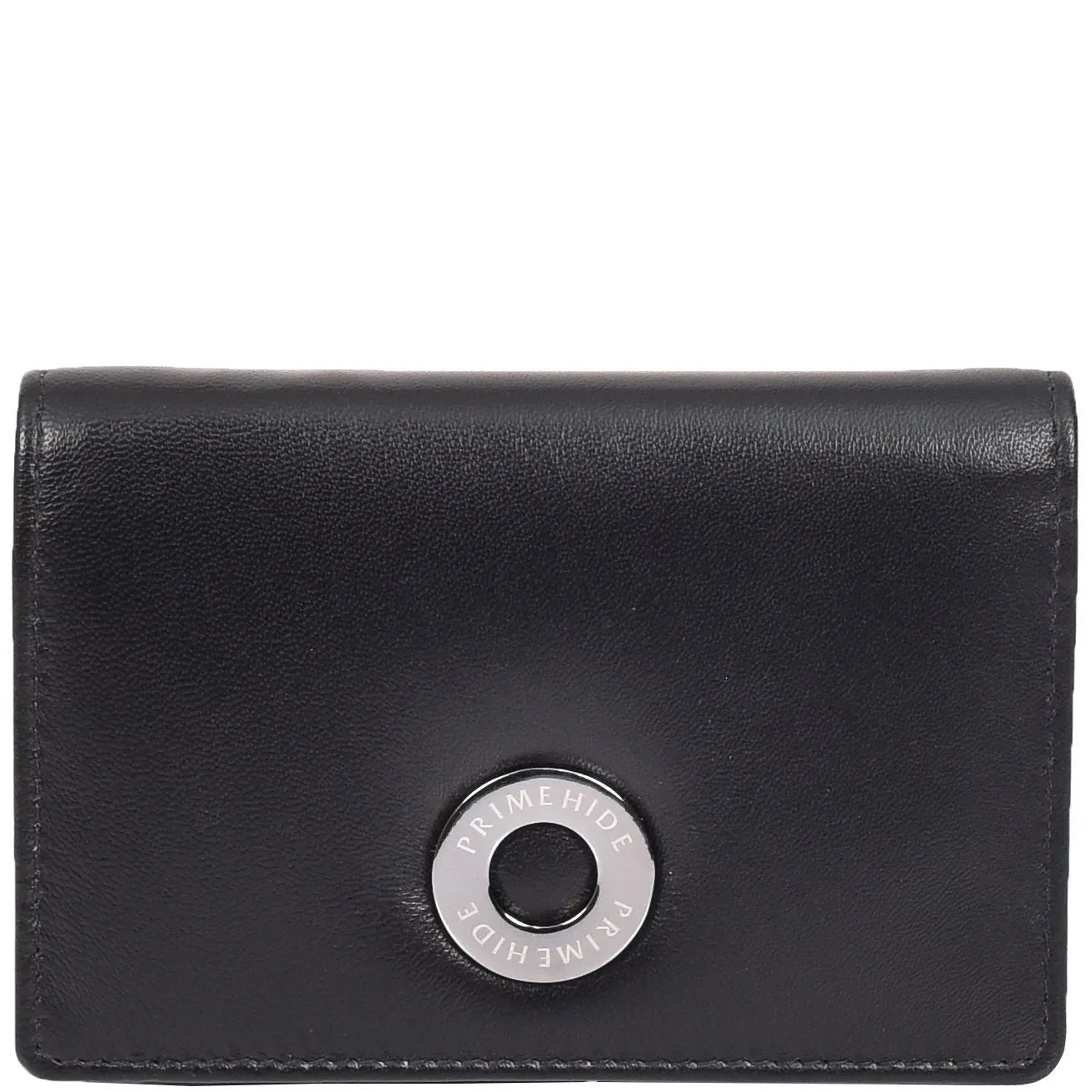 DR687 Women's Soft Leather Trifold Metal Frame Purse Black