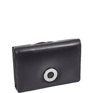 DR687 Women's Soft Leather Trifold Metal Frame Purse Black