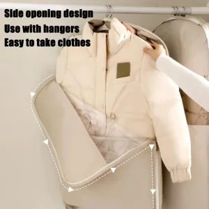 Dust Cover Clothes Bags for Down Coat，Space Saver Closet Organizers，Space Saving Hanging Garment Bag with Self Compression Zipper(Pink,XX-Large)