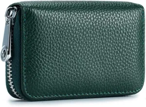 EASTNIGHTS RFID Credit Card Holder Genuine Leather Credit Card Wallet with Zipper