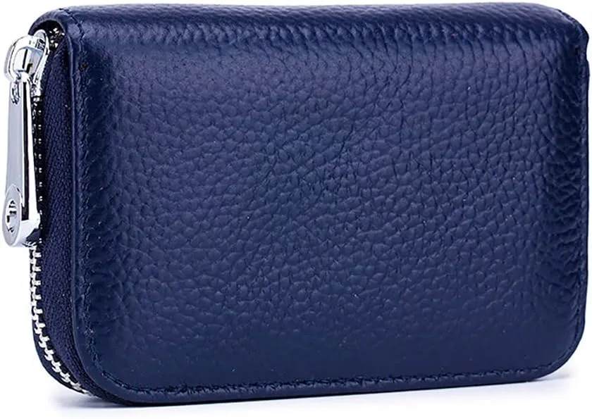 EASTNIGHTS RFID Credit Card Holder Genuine Leather Credit Card Wallet with Zipper