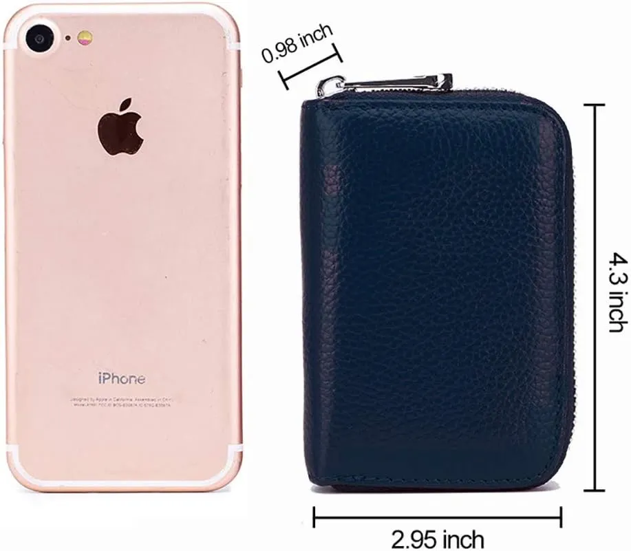 EASTNIGHTS RFID Credit Card Holder Genuine Leather Credit Card Wallet with Zipper