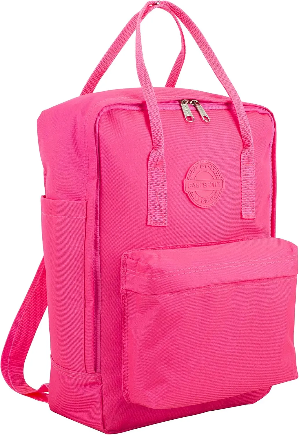Eastsport Double Handle Convertible Mid Size Tote Travel Purse Handbag Casual Daypack Water Resistant Backpack Bag, Sunset Pink