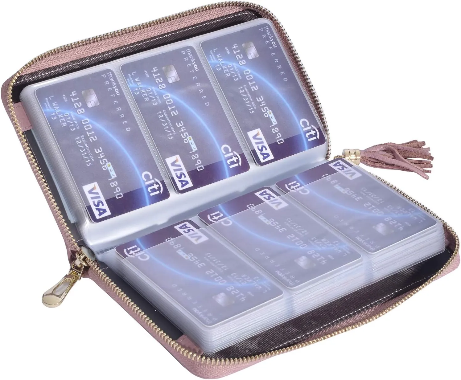 Easyoulife Credit Card Holder Wallet Womens Zipper Leather Case Purse RFID Blocking