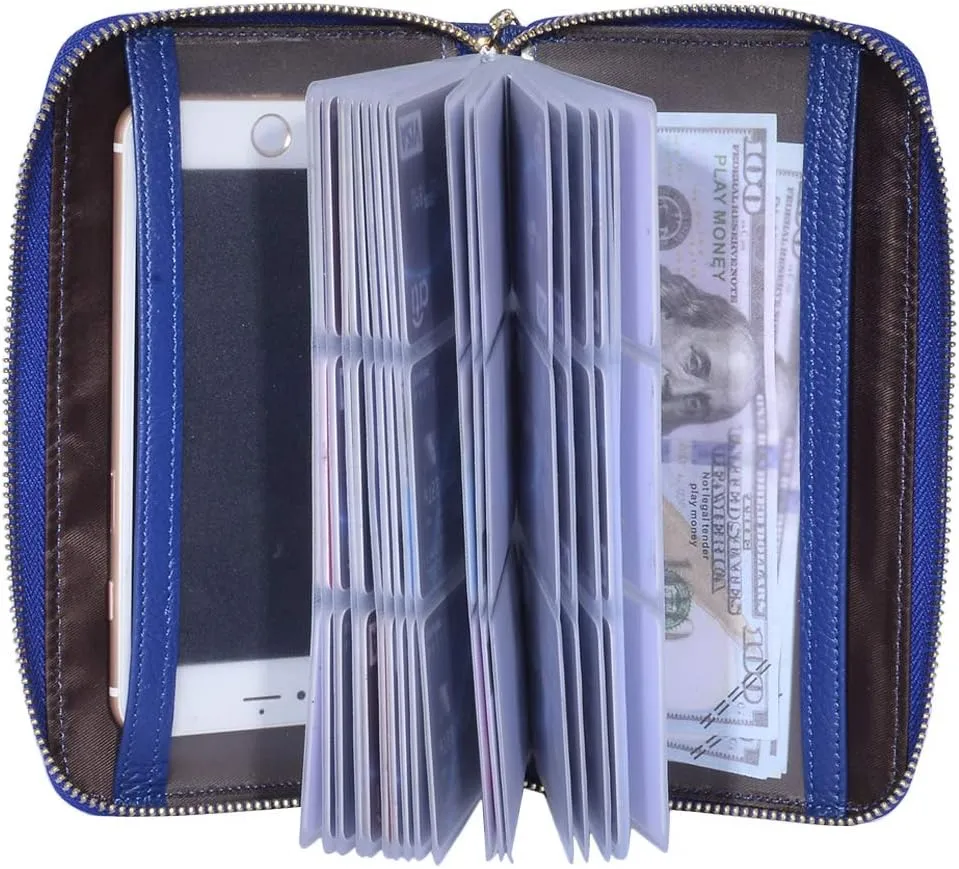 Easyoulife Credit Card Holder Wallet Womens Zipper Leather Case Purse RFID Blocking
