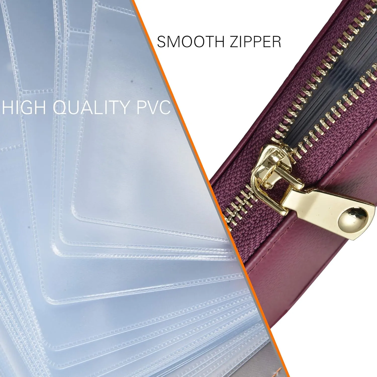 Easyoulife Credit Card Holder Wallet Womens Zipper Leather Case Purse RFID Blocking