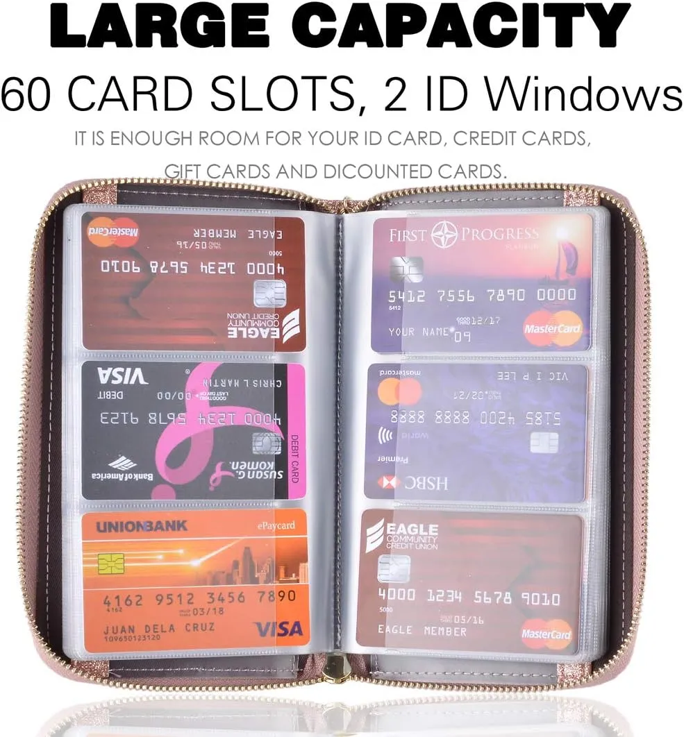 Easyoulife Credit Card Holder Wallet Womens Zipper Leather Case Purse RFID Blocking