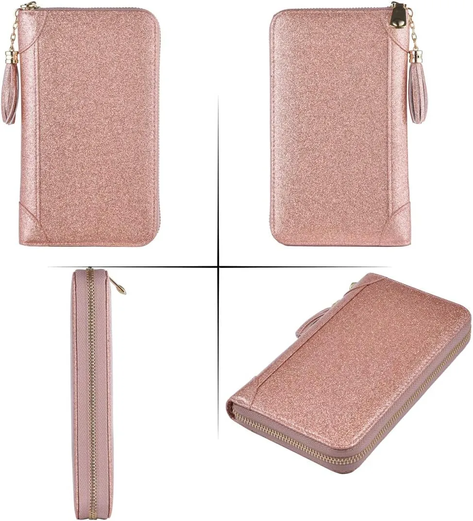 Easyoulife Credit Card Holder Wallet Womens Zipper Leather Case Purse RFID Blocking