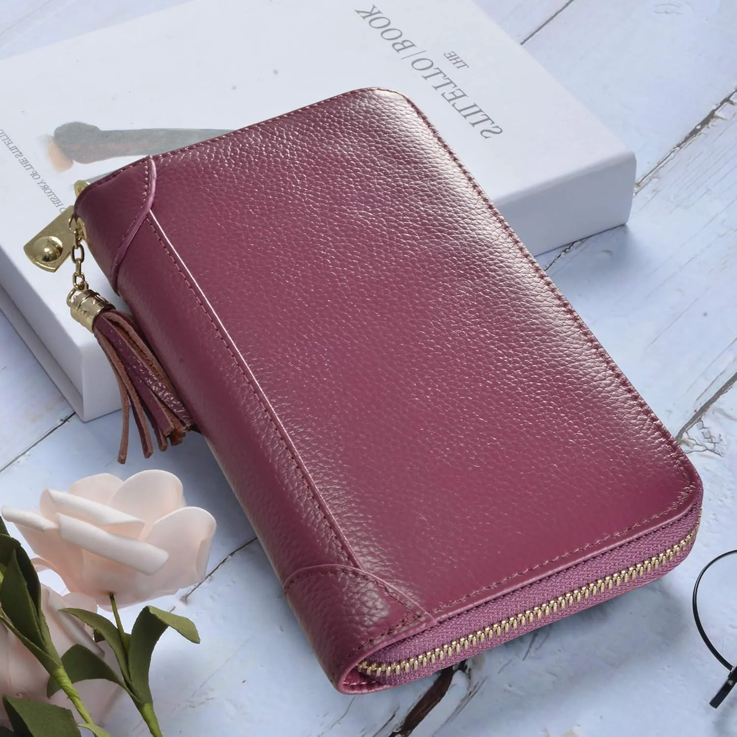 Easyoulife Credit Card Holder Wallet Womens Zipper Leather Case Purse RFID Blocking