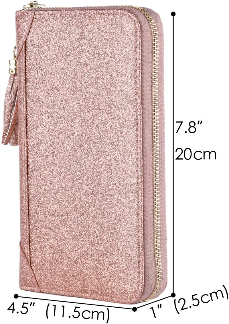 Easyoulife Credit Card Holder Wallet Womens Zipper Leather Case Purse RFID Blocking